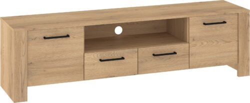 DELIS 11 baldai, komoda, TV staliukas, 175 cm, kremonos ąžuolas