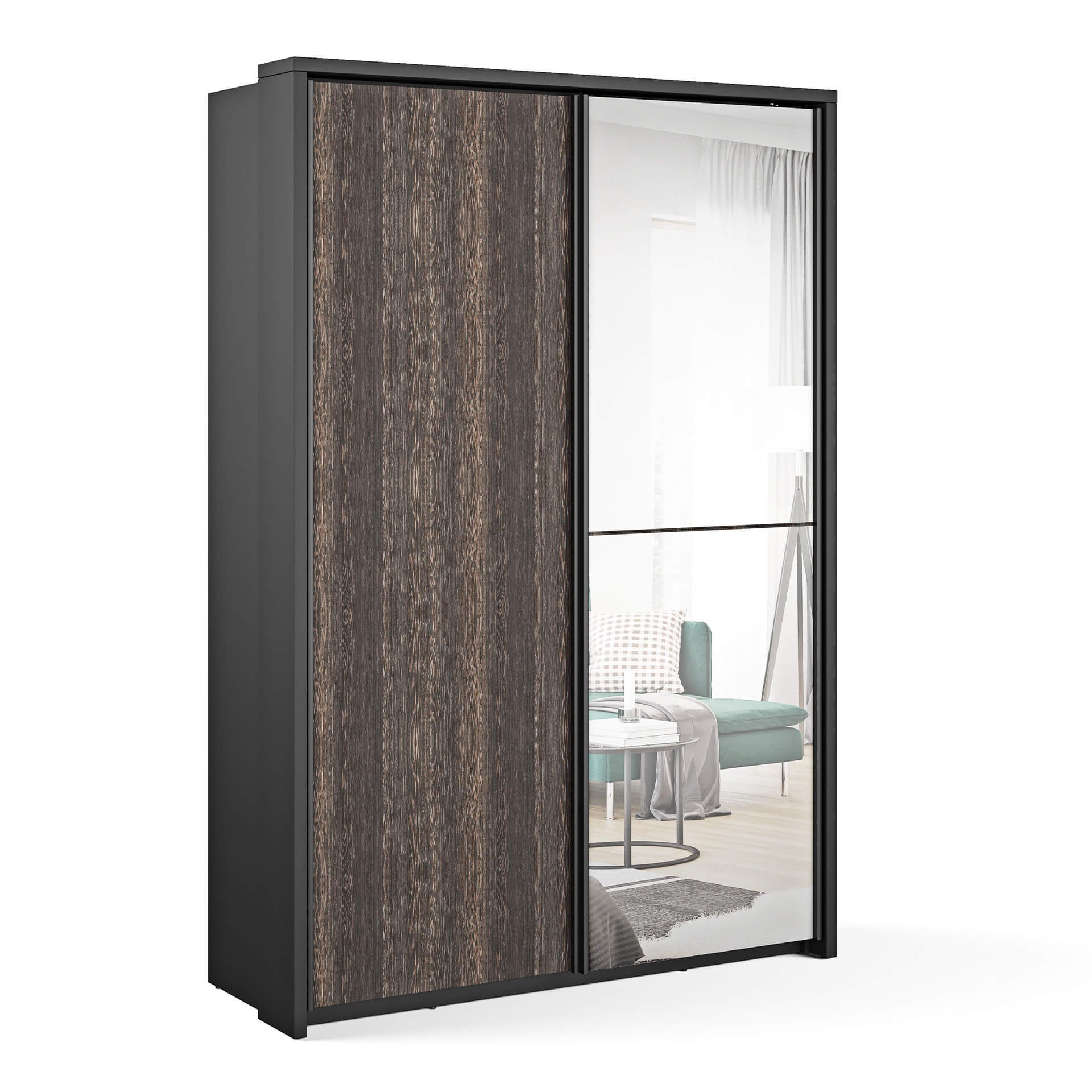 ARTI AR-21 dviejų durų stumdoma spinta, juoda/wenge mali