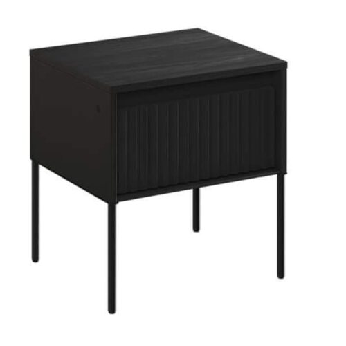 TREND 10 frezuotų naktinių staliukų komplektas | Juoda, juodos kojelės