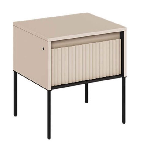 TREND 10 frezuotų naktinių staliukų | Smėlio spalvos, juodos kojelės