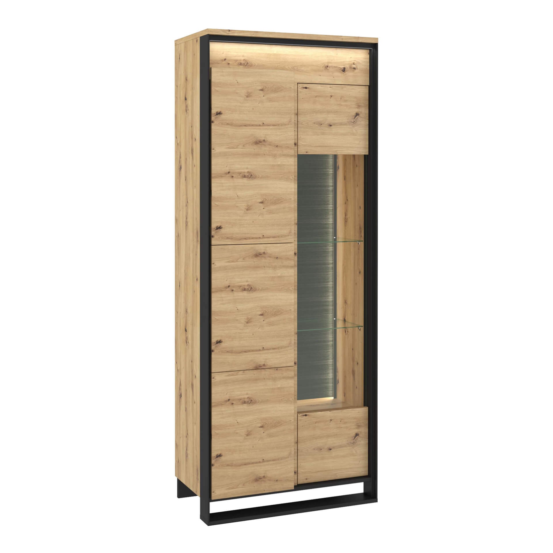 QUANT QA-03 vitrina, ąžuolo imitacija / juoda