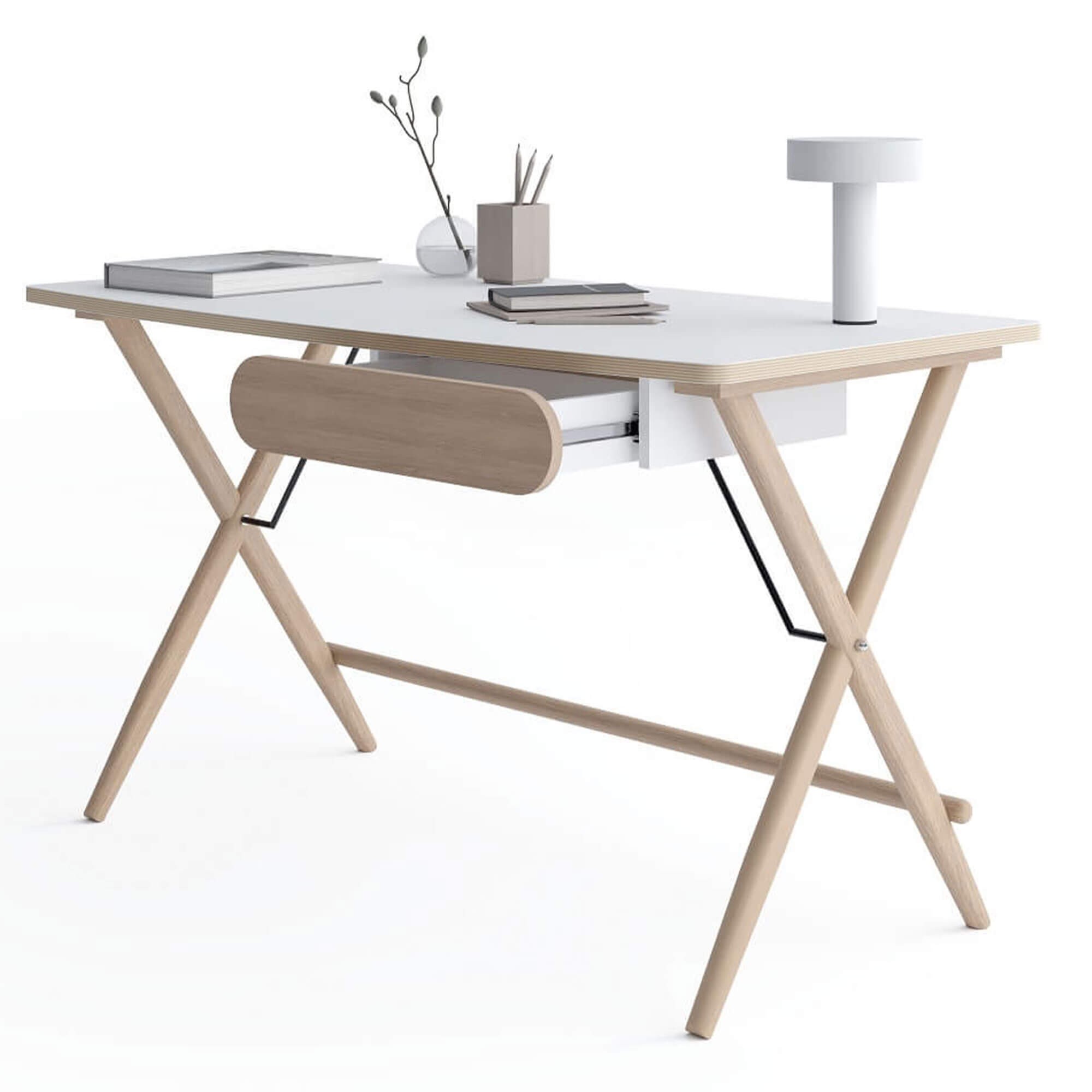 MATCH MW-01 rašomasis stalas | Balta, šviesaus ąžuolo — изображение 5