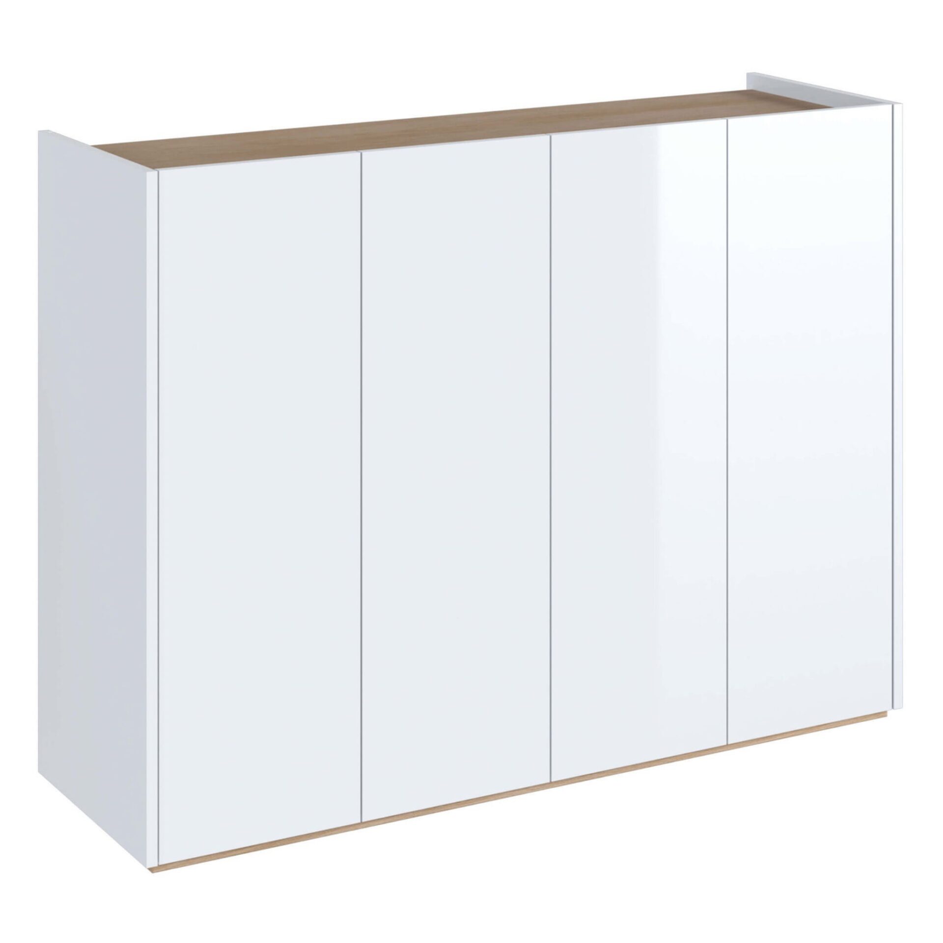 EASY EA-02 komoda su apšvietimu, blizgi balta/skandinaviško ąžuolo spalvos