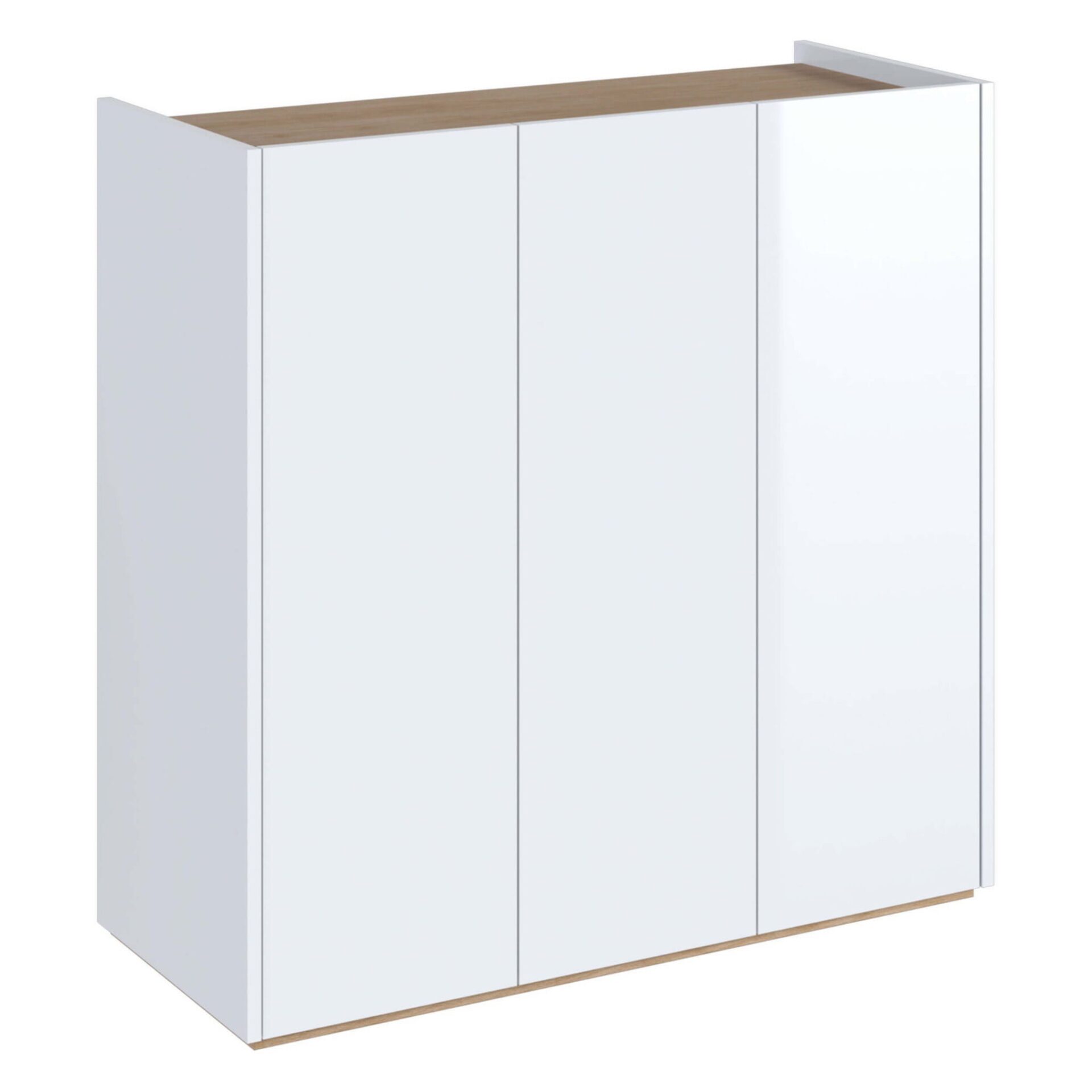 EASY EA-03 komoda su apšvietimu, blizgi balta/skandinaviško ąžuolo spalvos