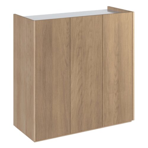 EASY EA-03 komoda su apšvietimu, skandinaviško ąžuolo spalva / blizgi balta spalva