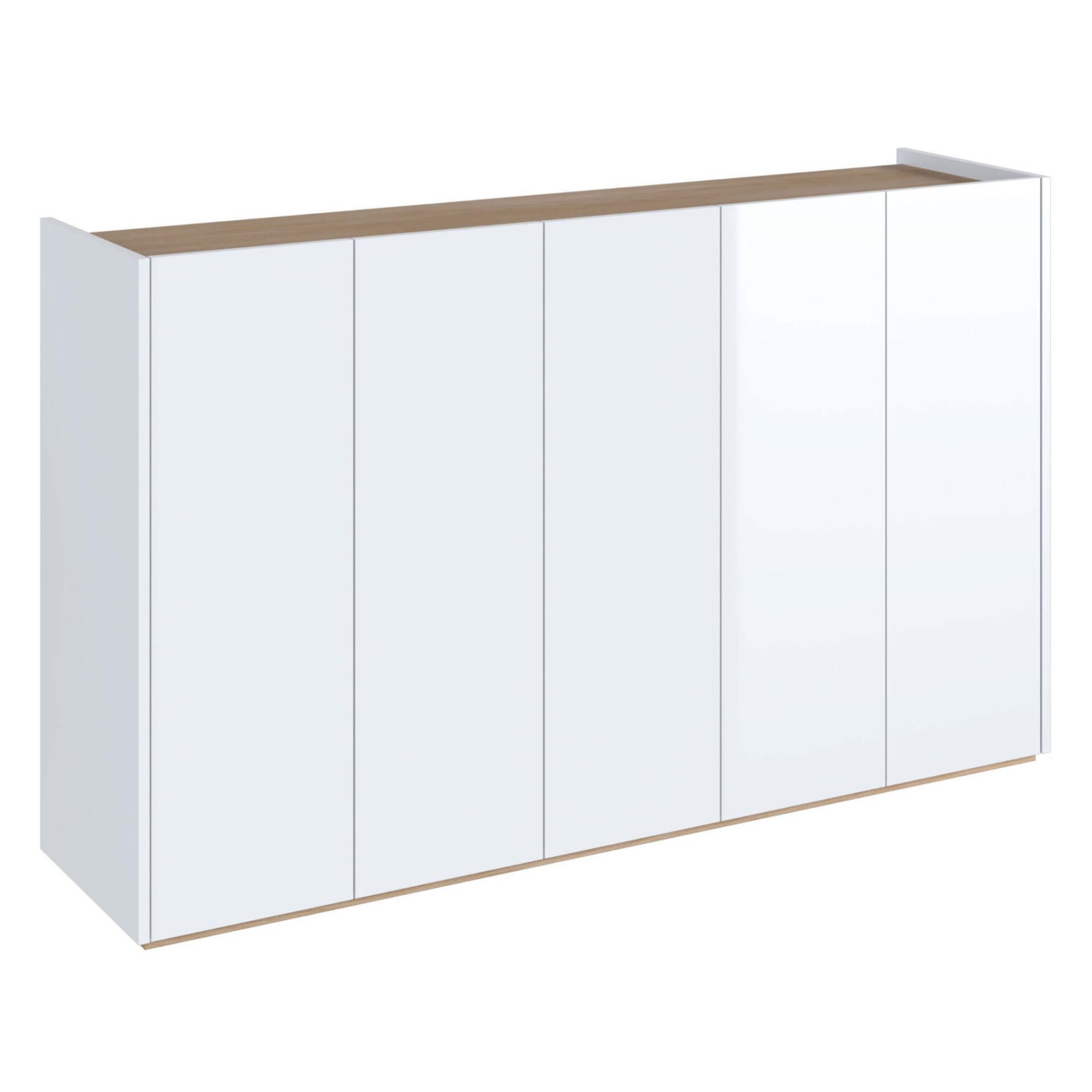 EASY EA-01 komoda su apšvietimu, blizgi balta/skandinaviško ąžuolo spalvos