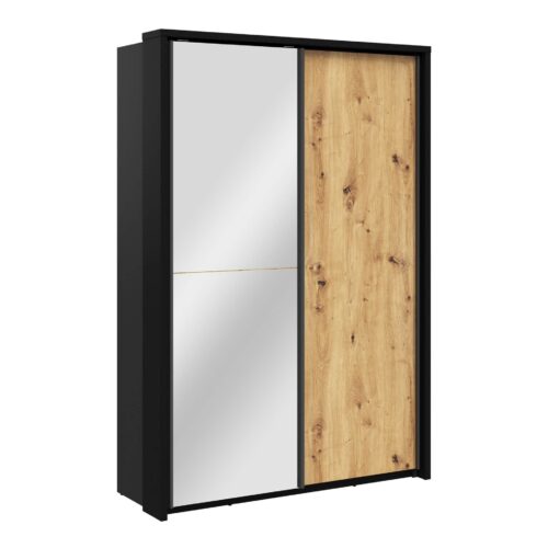 ARTI AR-21 dviejų durų stumdoma spinta, juoda/artisan ąžuolas