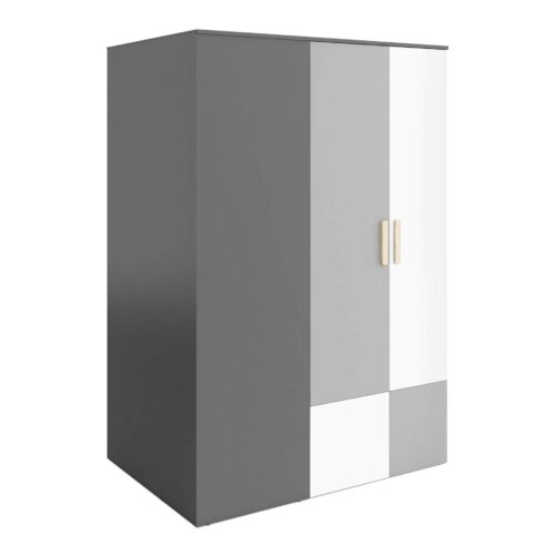 Kampinė spinta POK PO-00L/P grafito/buko/pilkos/baltos spalvos