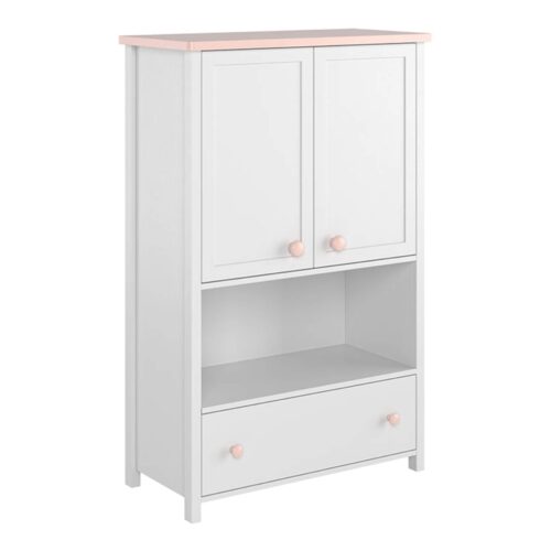 LUNA LN-11 komoda balta/rožinė