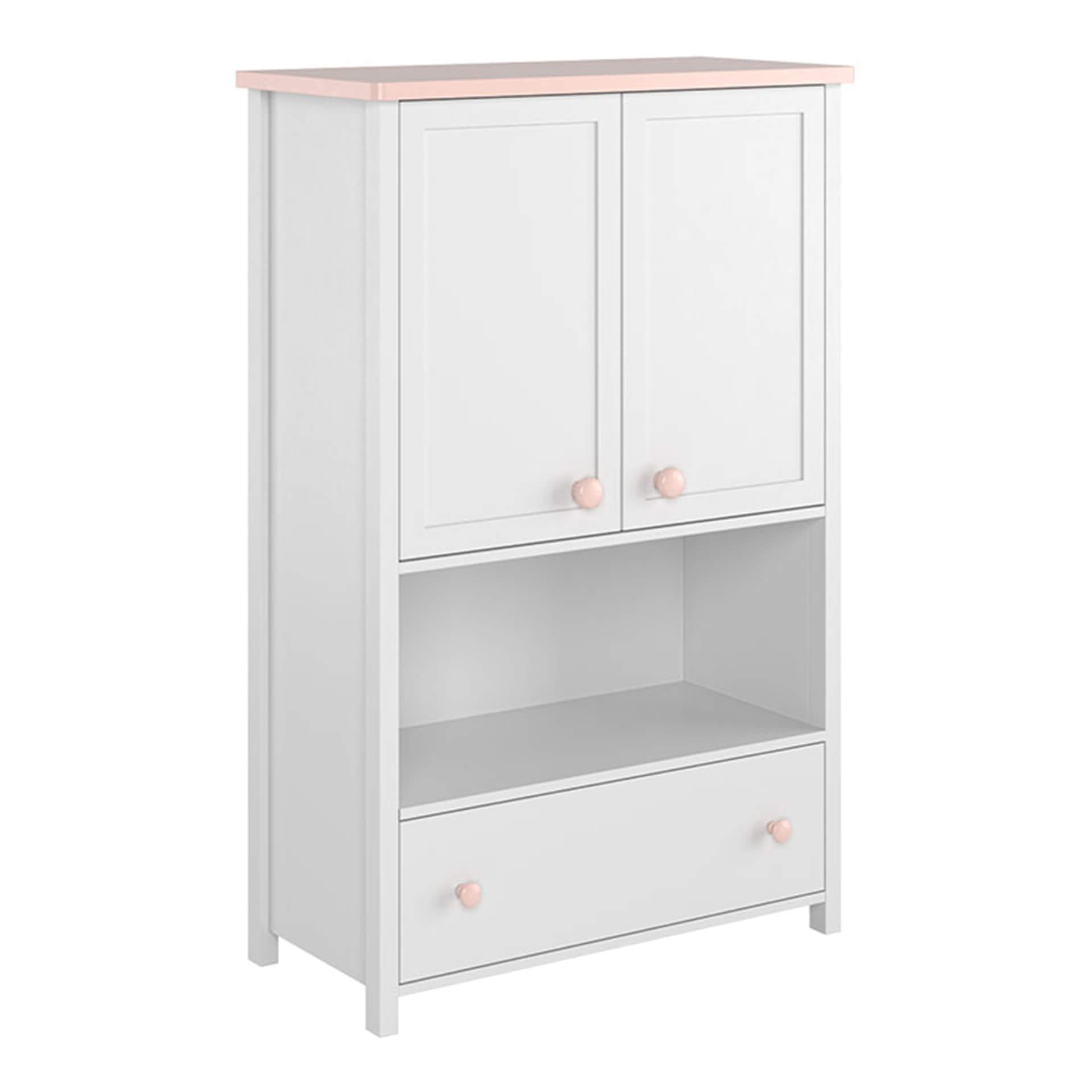 LUNA LN-11 komoda balta/rožinė