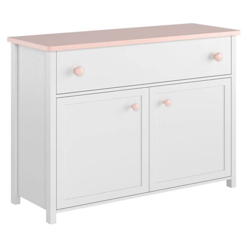 LUNA LN-05 komoda balta/rožinė