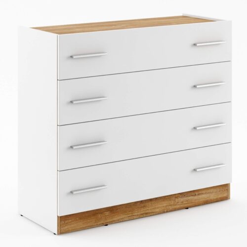 DENTRO DT-04 komoda, balta / ąžuolas