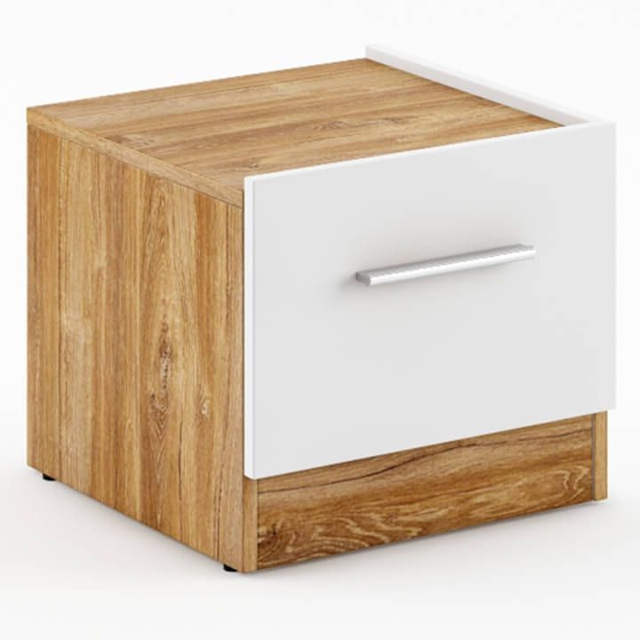 DENTRO DT-03 naktinis staliukas | Balta, Stirlingo ąžuolas