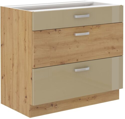 Apatinė spintelė 80 cm su stalčiais Artisan kapučino blizgi 80 D 3S BB