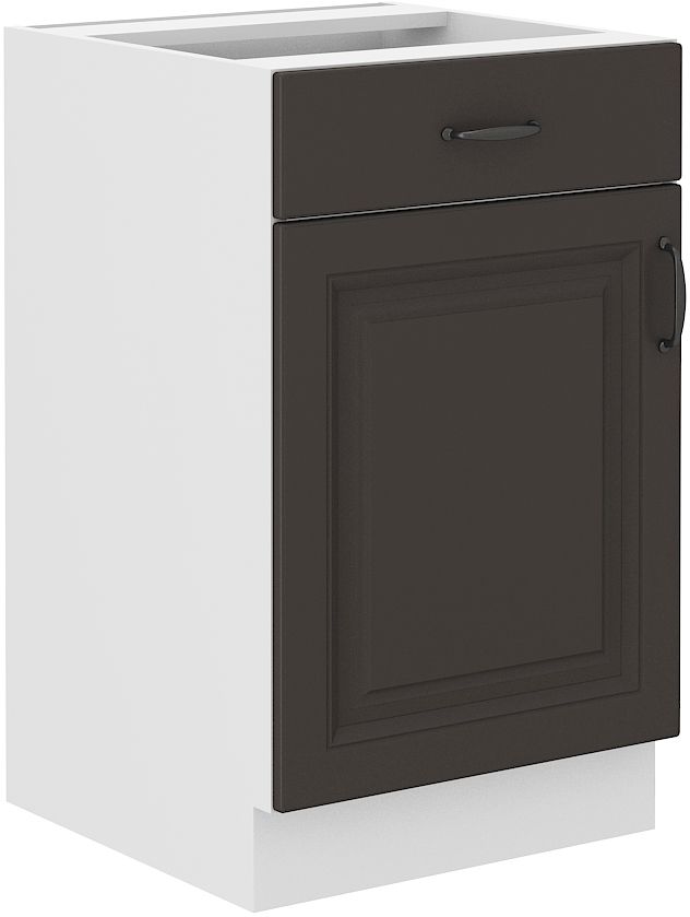 Apatinė spintelė 50 cm su stalčiumi Stillo balta/grafito spalvos 50 D 1F 1S