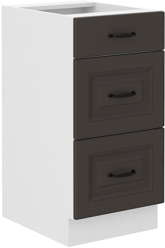 40 cm apatinė spintelė su stalčiais Stillo balta/grafito spalvos 40 D 3S BB