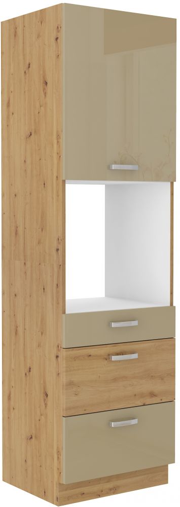 60 cm koloninė orkaitės spintelė su stalčiais „Artisan cappuccino blizgus“ 60 DPS-210 3S 1F