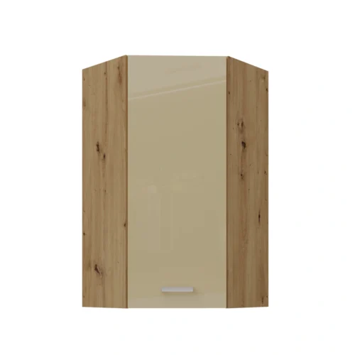 Viršutinė spintelė 60/60 cm kampinė „Artisan cappuccino“ blizgi 60×60 GN-108 (45 laipsnių) 1F