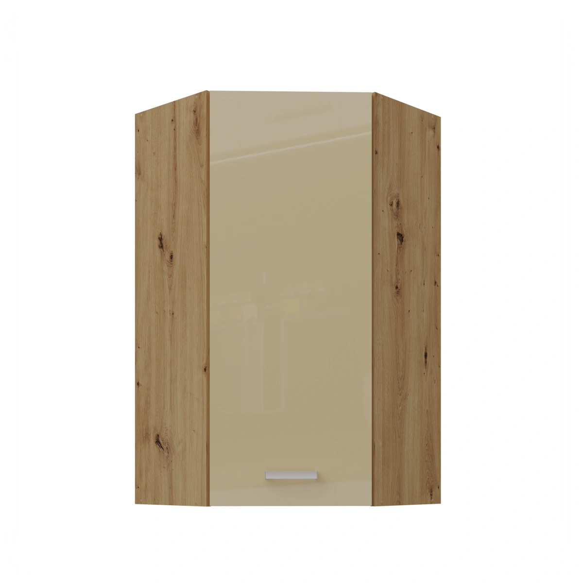 Viršutinė spintelė 60/60 cm kampinė „Artisan cappuccino“ blizgi 60x60 GN-108 (45 laipsnių) 1F