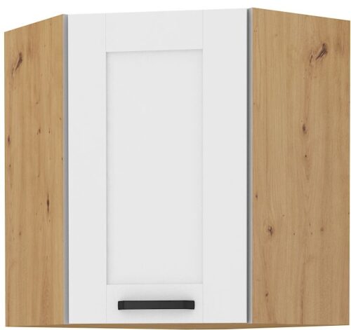 Viršutinė kampinė spintelė 60 cm Luna balta/artisan 60×60 GN-72 (45 laipsnių) 1F