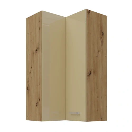 Viršutinė kampinė spintelė 60 cm Artisan kapučino blizgi 58×58 GN-108 2F 90 laipsnių