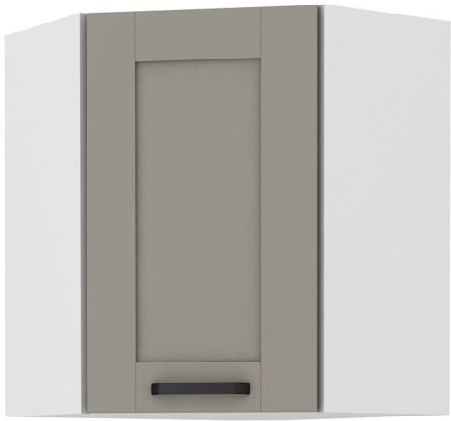 Viršutinė kampinė spintelė 60 cm Luna balta/molio pilka 60×60 GN-72 45 laipsnių 1F
