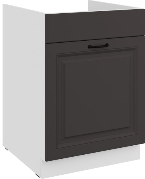 Apatinė spintelė 60 cm, kriauklė, stalčius, Stillo, balta/grafito spalvos, 60 ZL, 1S, BB, PREMIUM BOX