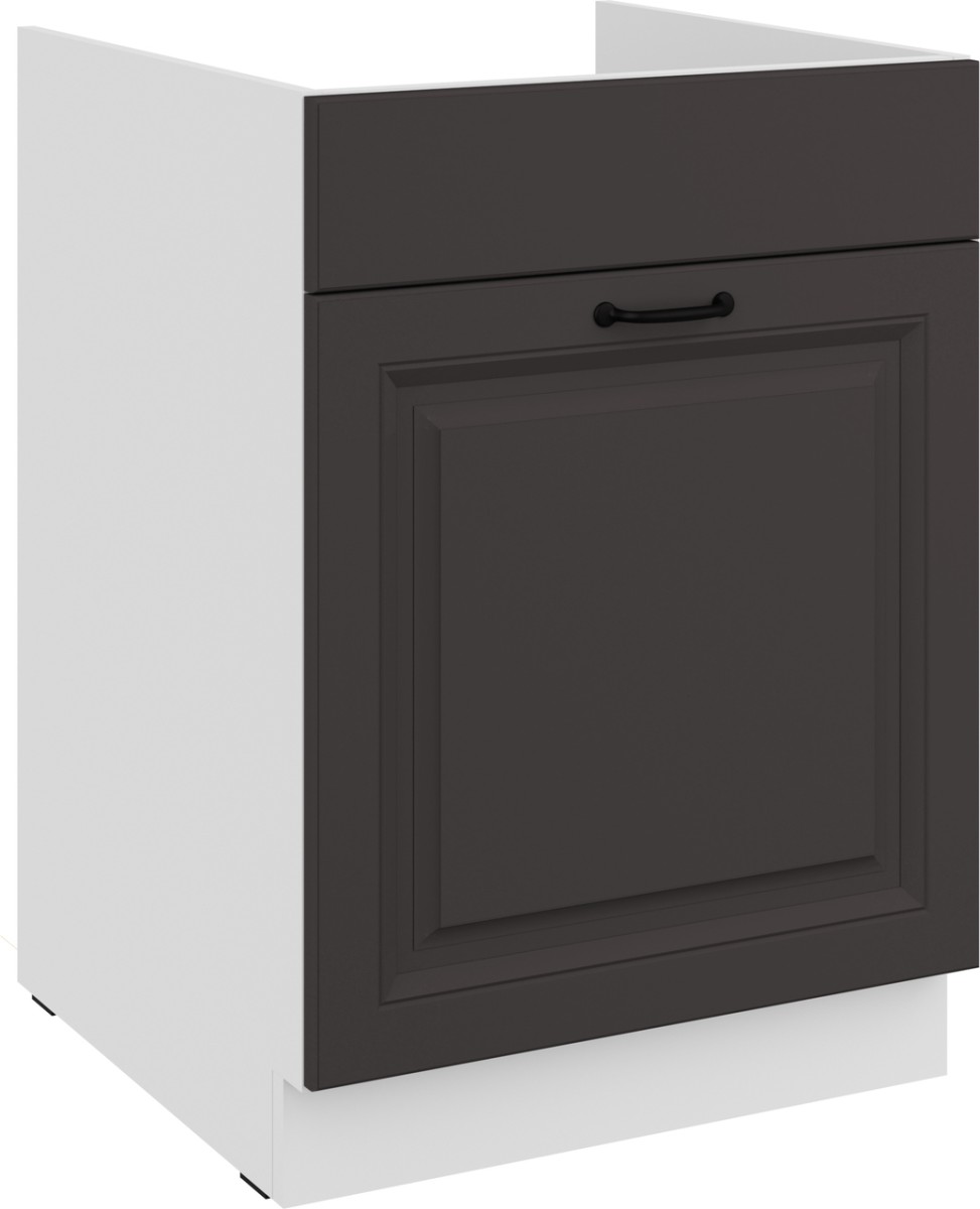 Apatinė spintelė 60 cm, kriauklė, stalčius, Stillo, balta/grafito spalvos, 60 ZL, 1S, BB, PREMIUM BOX