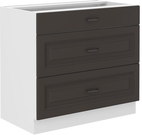 Apatinė spintelė 80 cm su stalčiais Stillo balta/grafito spalvos 80 D 3S BB