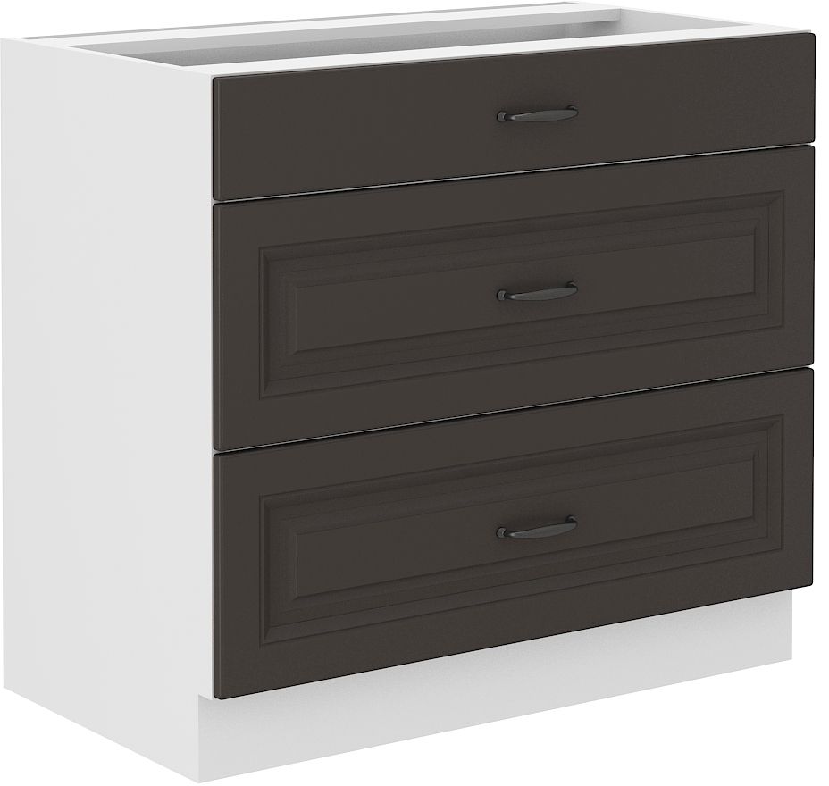 Apatinė spintelė 80 cm su stalčiais Stillo balta/grafito spalvos 80 D 3S BB