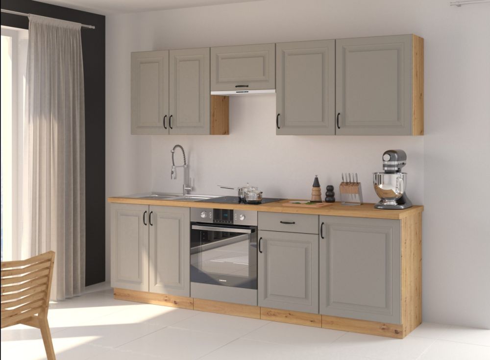 Stillo artisan/molio pilkumo virtuvės komplektas, virtuvė 250 cm