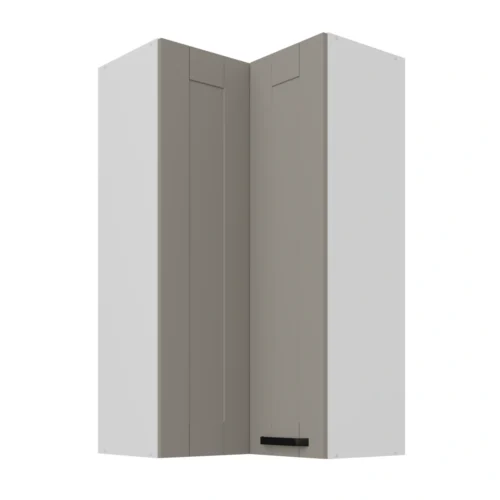 Viršutinė kampinė spintelė 60 cm Luna balta/molio pilka 60×60 GN-108 2F 90 laipsnių