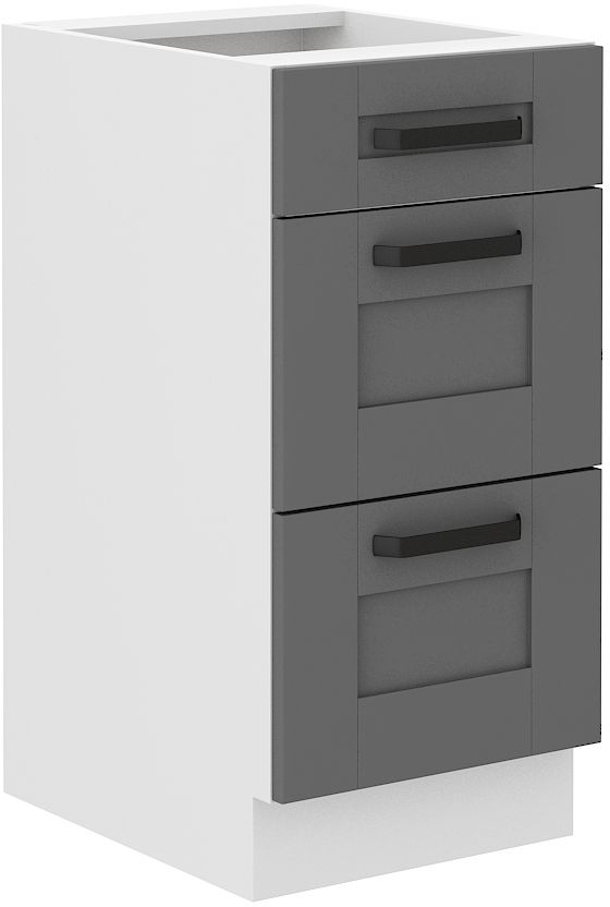 Luna balta/dulkių pilka 40 D 3S BB apatinė spintelė 40 cm su stalčiais