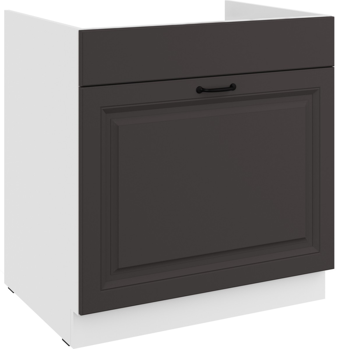 Apatinė spintelė 80 cm, kriauklė, stalčius, Stillo, balta/grafito spalvos, 80 ZL, 1S, BB, PREMIUM BOX