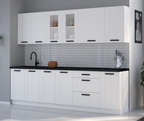 Virtuvės komplektas, virtuvė 260 cm, balta Luna