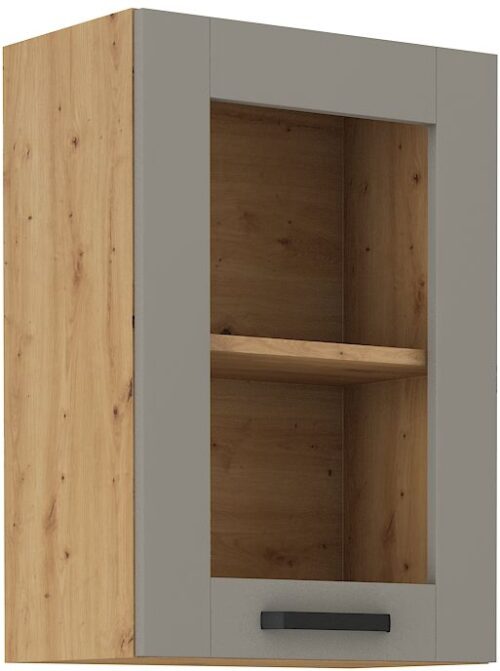 Viršutinė spintelė 40 cm vitrina Luna artisan/molio pilkumo 40 GS-72 1F