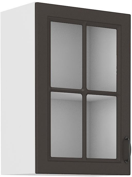 Viršutinė spintelė 40 cm vitrina Stillo balta/grafito spalvos 40 GS-72 1F