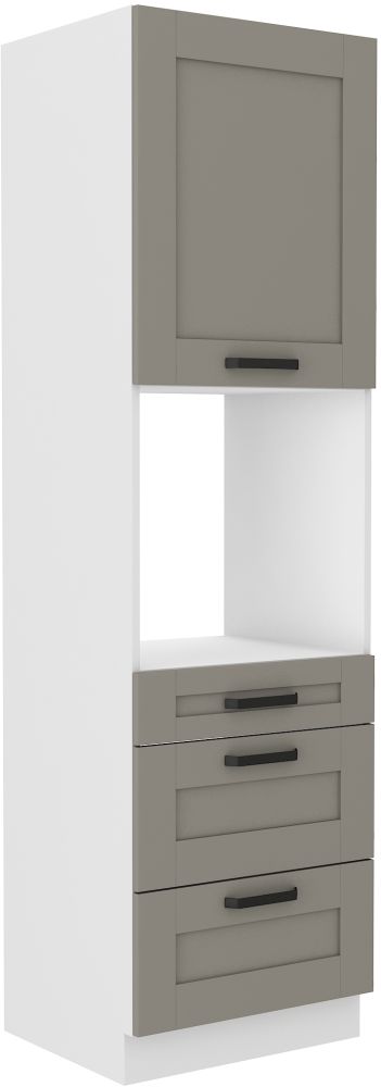 Luna 60 cm koloninė spintelė, orkaitė su stalčiais, balta/molio pilkumo, 60 DPS-210 3S 1F