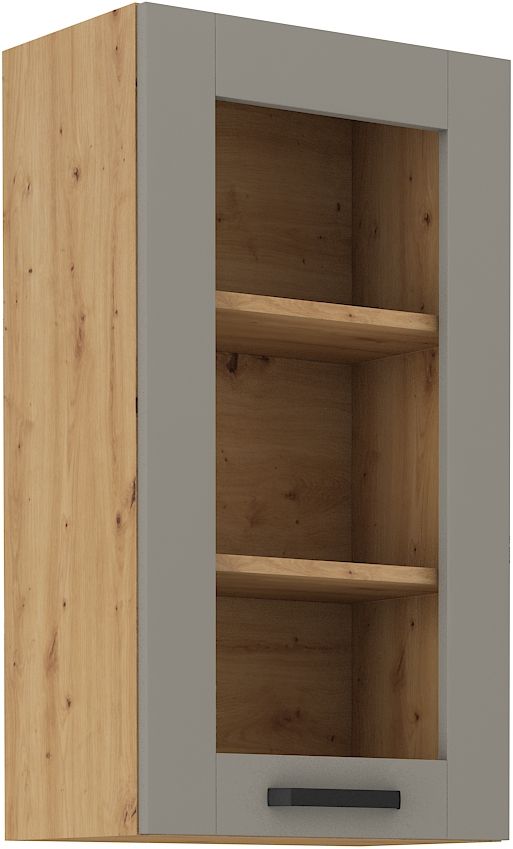 Viršutinė spintelė 40 cm vitrina Luna artisan/molio pilkumo 40 GS-90 1F