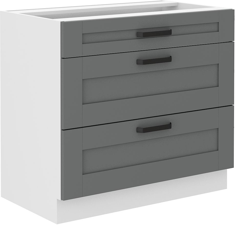 Luna balta/dulkių pilka 80 D 3S BB apatinė spintelė 80 cm stalčiai