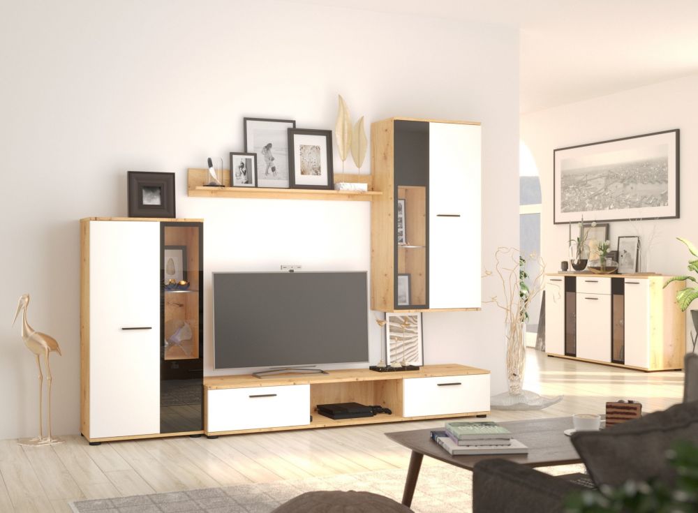 Salsa sieninė spintelė – balta/artisan ąžuolas