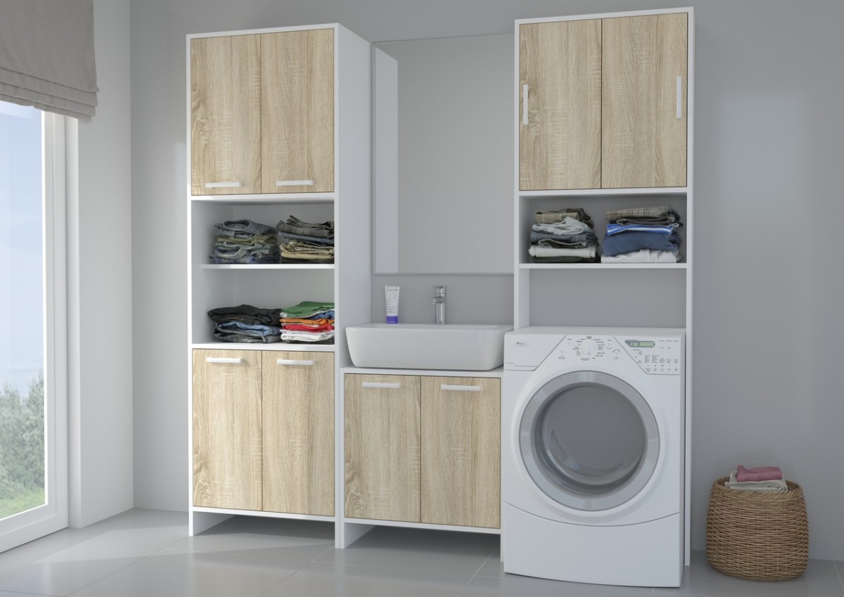 Mela II vonios kambario komplektas su įmontuota skalbimo mašina