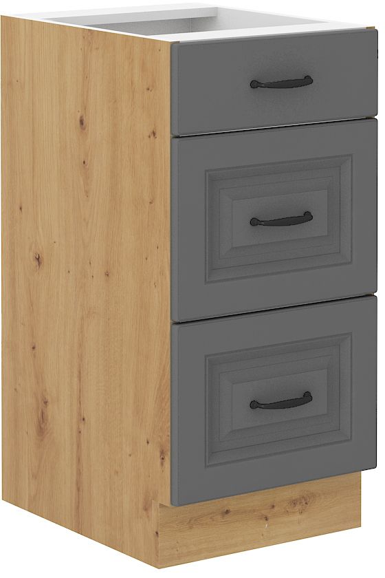 Apatinė spintelė 40 cm su stalčiais Stillo artisan/dulkių pilka 40 D 3S BB