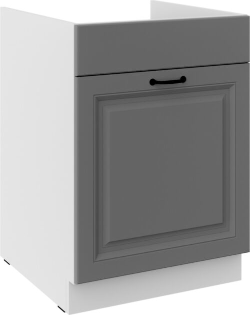 Apatinė spintelė 60 cm, kriauklės stalčius, Luna, balta/dulkės pilka, 60 ZL 1S BB PREMIUM BOX