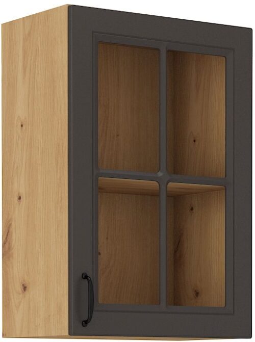 Viršutinė spintelė 40 cm vitrina Stillo artisan/grafito spalvos 40 GS-72 1F