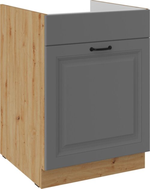 Apatinė spintelė 60 cm, kriauklė, stalčius, Stillo artisan/dulkių pilka, 60 ZL, 1S, BB, PREMIUM BOX