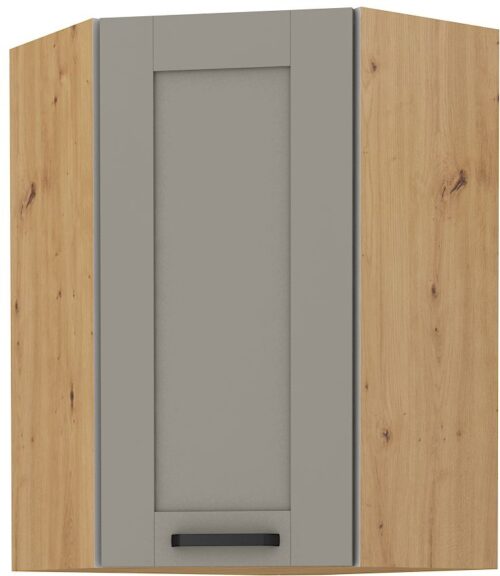 Viršutinė kampinė spintelė 60 cm Luna artisan/molio pilkumo 60×60 GN-90 (45 laipsnių) 1F