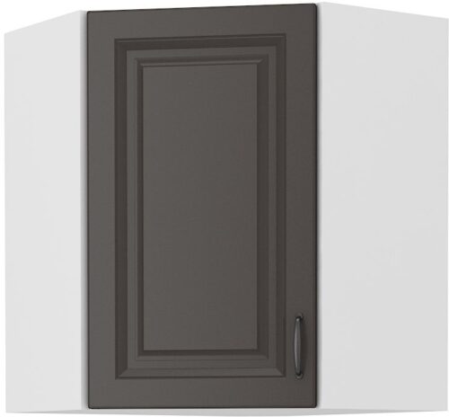 Viršutinė kampinė spintelė 60 cm Stillo balta/grafito spalvos 60×60 GN-72 45 laipsnių 1F