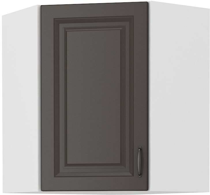 Viršutinė kampinė spintelė 60 cm Stillo balta/grafito spalvos 60x60 GN-72 45 laipsnių 1F