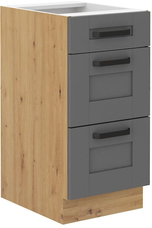Apatinė spintelė 40 cm su stalčiais Luna artisan/dulkių pilka 40 D 3S BB